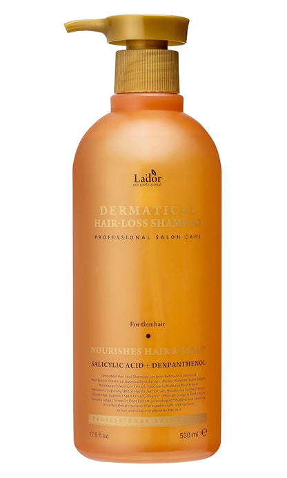 LADOR Dermatical Hair-Loss Shampoo (For Thin Hair) (530ml) Anti Hair Loss & Hair Growth Shampoo, Deep Cleanse, Nourish, Soothe Damaged Scalp for Thinning & Damaged Hair