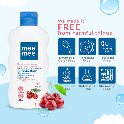 Mee Mee Baby Body Wash 400ml with Cherry & Fruit Extracts | Tear-Free, Mild & Moisturizing Formula |Paraben-Free, Dermatologically Tested, pH Balanced |Gentle Head-to-Toe Bubble Bath for All SkinTypes