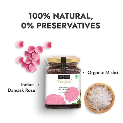 Kapiva Organic Gulkand 300gms (Rose Petal Jam) | 100% Natural | Sun-Cooked Damask Roses