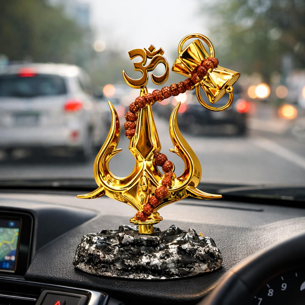 Trishul Matte Finish Decorative Idol – Unique Desk Car & Home Décor Statue Ideal Gift for Office Puja Room & Special Occasions