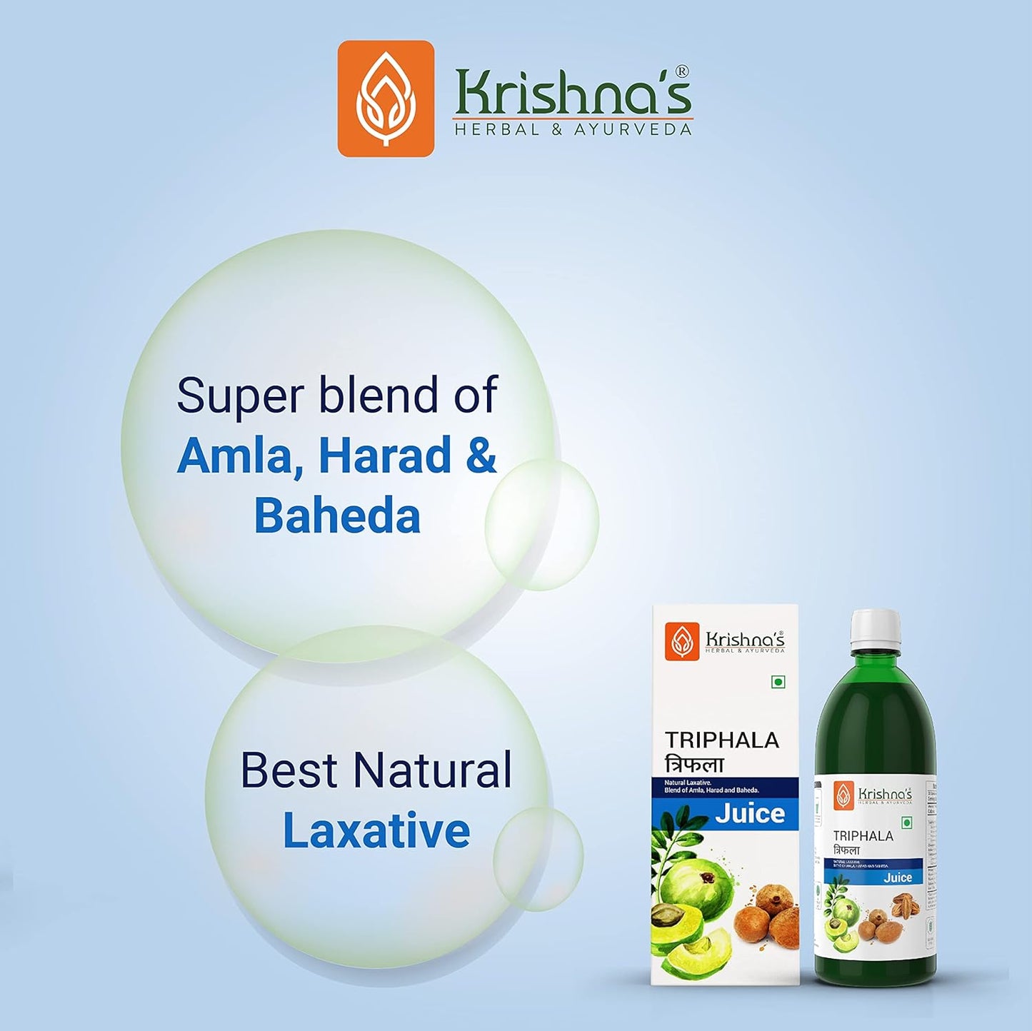 KRISHNA'S HERBAL & AYURVEDA Triphala Juice - 1000 Ml | Natural Laxative | Enriched With Amla, Harad, Baheda | Improves Digestion