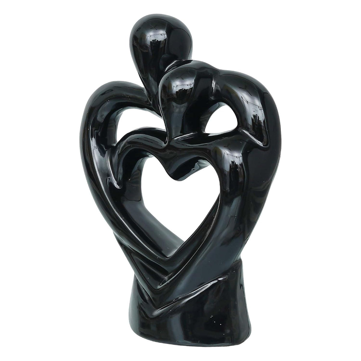 eCraftIndia Creative Modern Double Heart Romantic Couple Statue Showpiece(Resin Black)| Home Decoration Items for Living Room Bedroom Hall Office|Home Decor Gifts for Birthday Housewarming Anniversary
