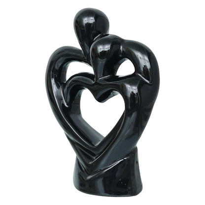 eCraftIndia Creative Modern Double Heart Romantic Couple Statue Showpiece(Resin Black)| Home Decoration Items for Living Room Bedroom Hall Office|Home Decor Gifts for Birthday Housewarming Anniversary
