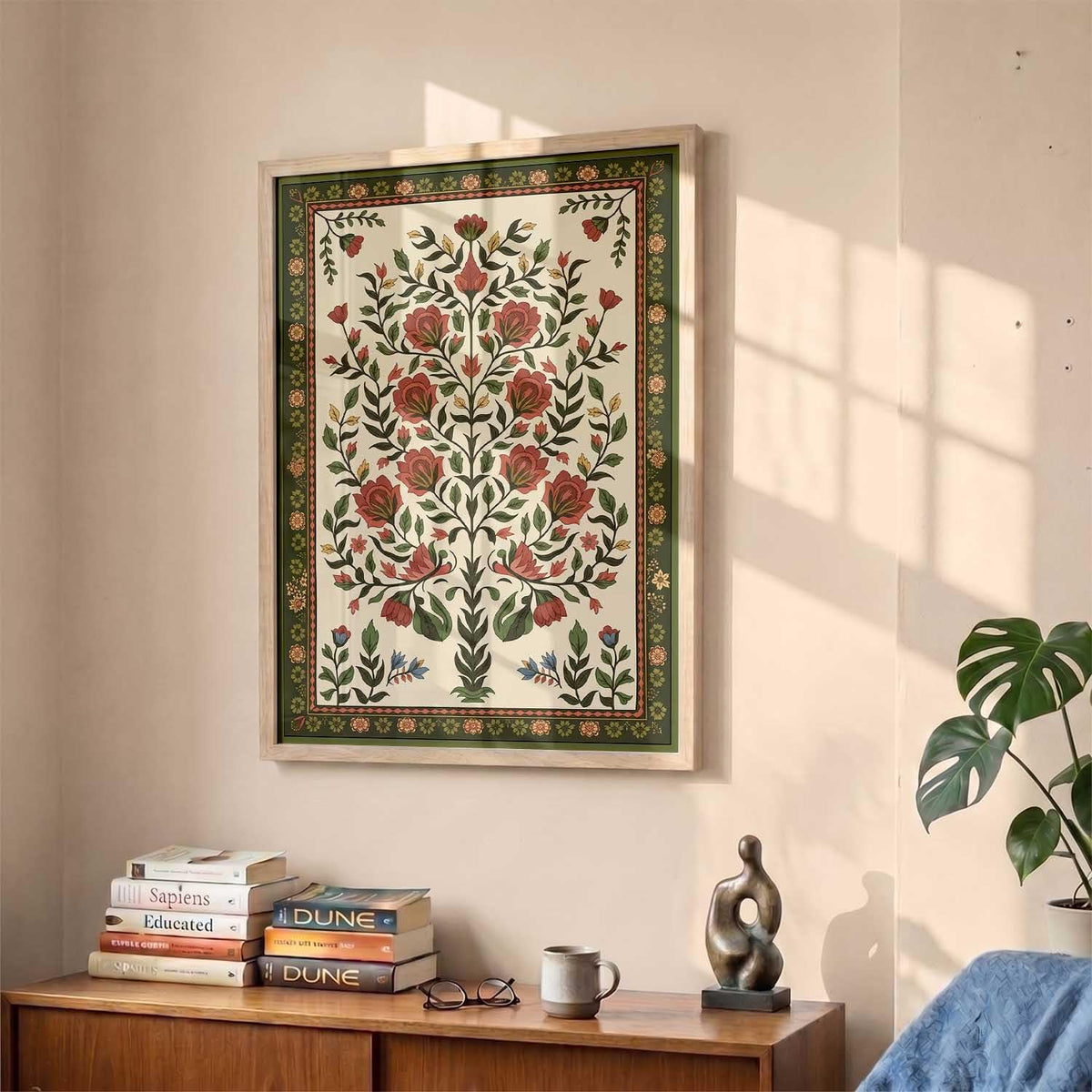 Art Wall Painting Indian Traditional Madhubani With Frame Home Decoration For Living Room Bed Room Hotel Wall Decor Digital Reprint (14X20 inch)