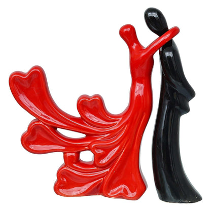eCraftIndia Romantic Hugging Couple Showpiece(Resin, Red Black)|Decorative Loving Couple Statue|Home Decor Items for Living Room Bedroom Hall Office Desk| Gifts for Anniversary Valentines Day Birthday