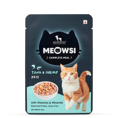Meowsi by HUFT Tuna & Shrimp Pate Wet Cat Food - 80 gm | Delicious & Creamy Food for Persian & All Breeds | Rich in Omega-3, Essential Nutrients & Hydration for Optimal Health