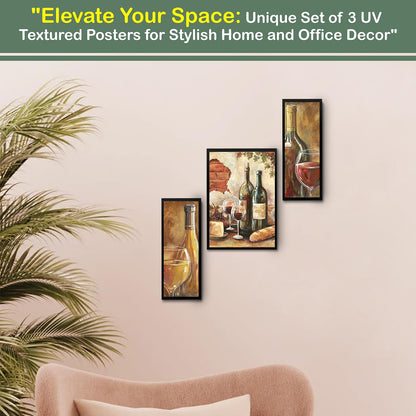 Wall Painting Frames For decor, Pictures Frame For Living Room, Home Decoration, Bedroom, Set of 3, 1pc- 23 x 30 cm, 2pc- 12.5 x 30 cm (Design 8)