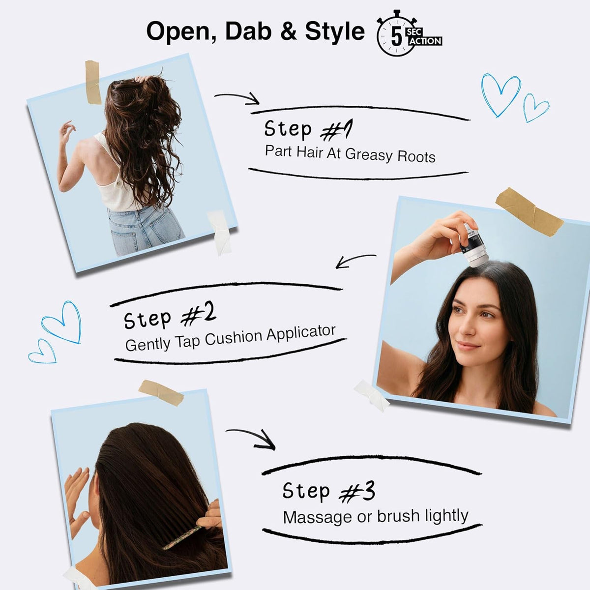 Step-by-step guide on hair care with images and text instructions.