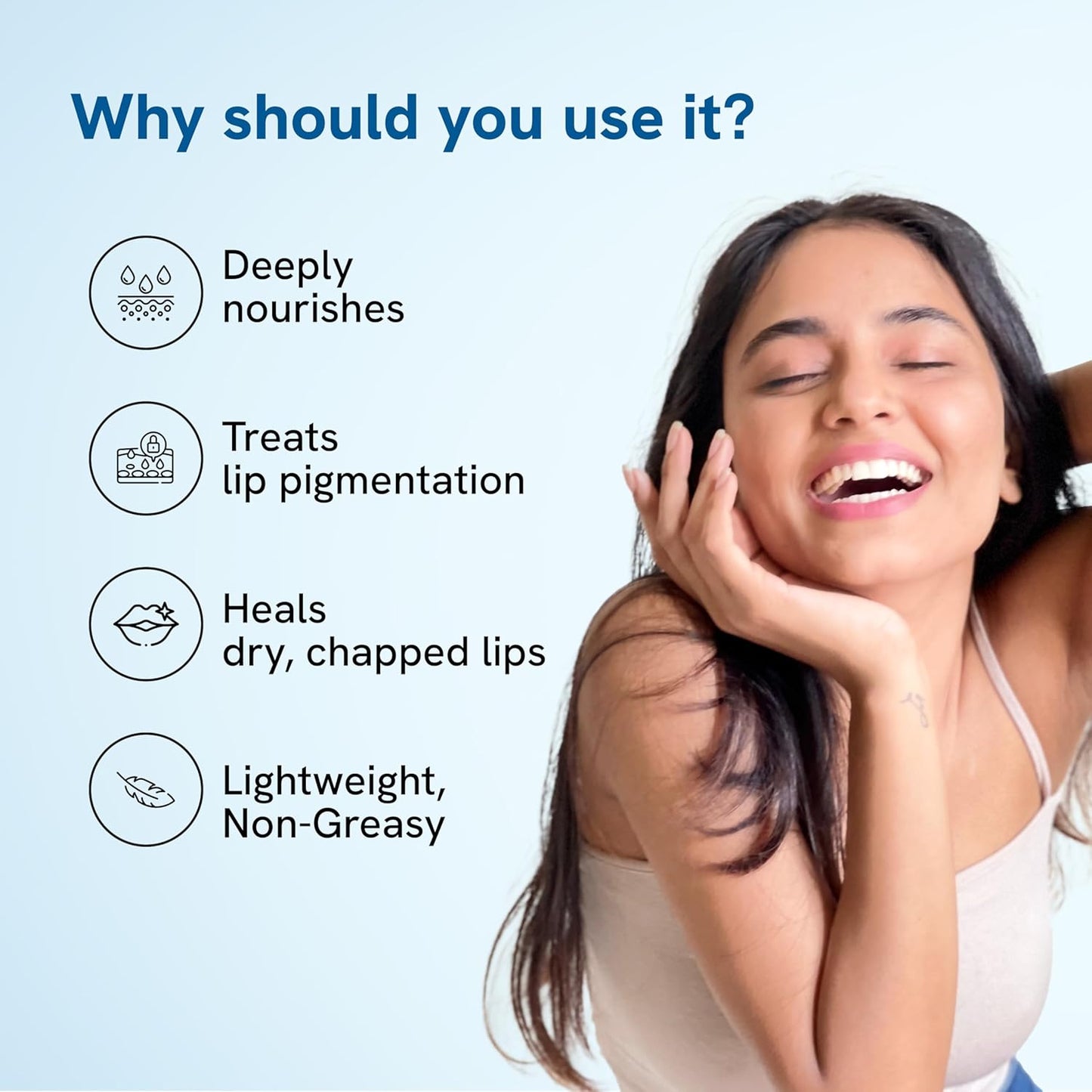 Be Bodywise Lip Treatment Balm 15g for Dry & Chapped | With Shea Butter, Squalene & Niacinamide | Treats Pigmentation & Deeply Moisturizes Lips, White