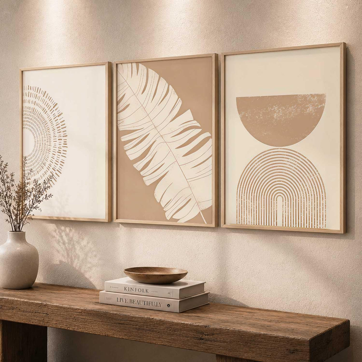 Boho Art Home Decoration Painting | Paintings With Frame For Living Room Bed Room Hotel Wall Decor Digital Reprint Set of 3 (13X17 inch)