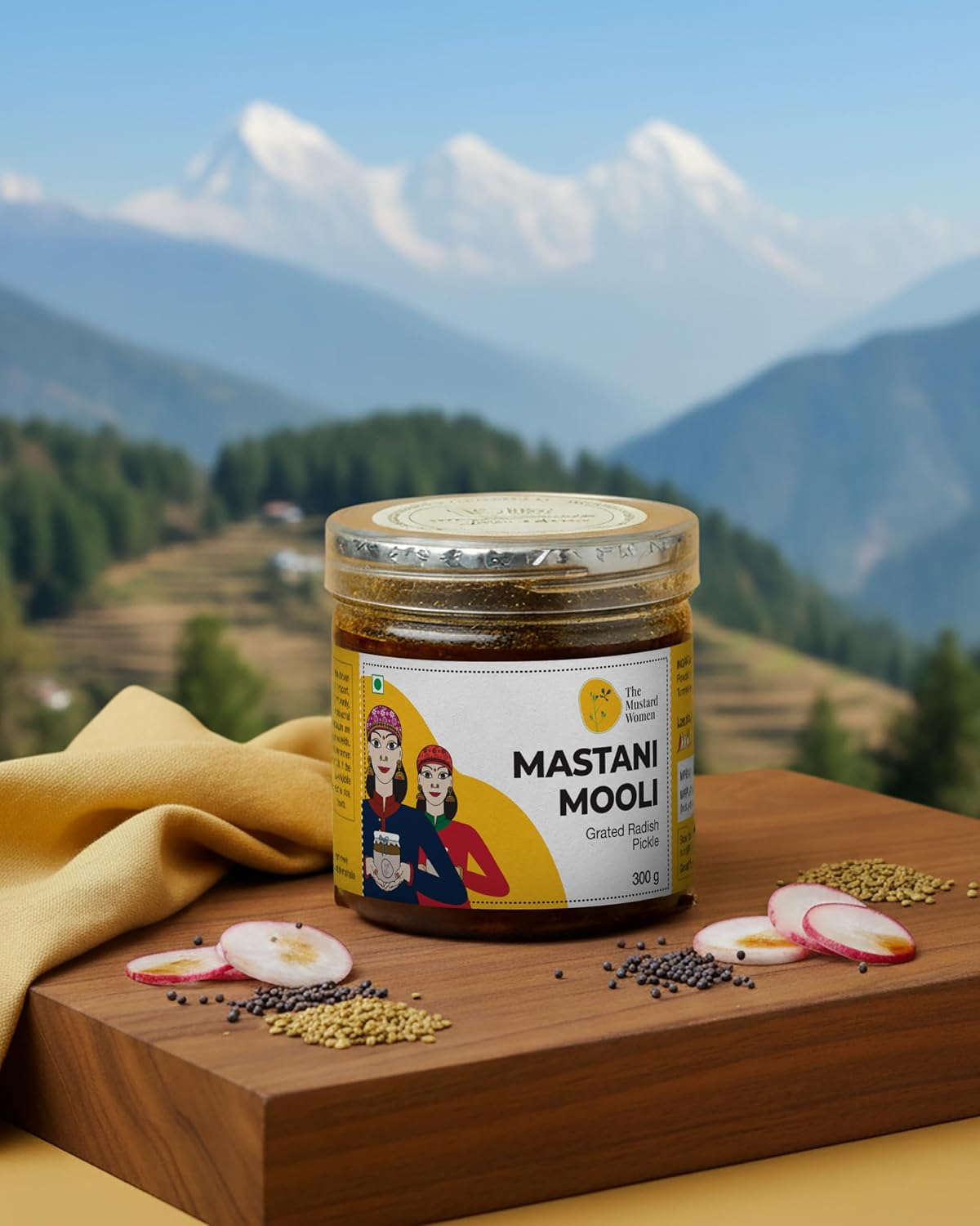 The Mustard Women Mastani Mooli Radish Pickle 300 g | Himachali Mooli Achar | Homemade Style Indian Tangy & Spicy Radish Pickle with Traditional Spices