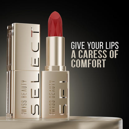 Swiss Beauty Select Crème Touch Hydrating Lipstick | With Vitamin E and Tea Tree Oil | High -shine finish | shade- Walnut Brown, 4g