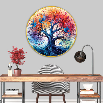 nature scenery modern art Premium Sparkle lamination Golden Slim Frame 50.8 cm x 50.8 cm Large Size, For Home/Office/Hotel painting GRL114