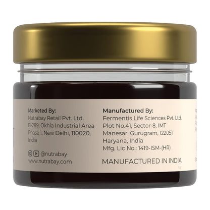 Jar with gold lid and label showing Nutrabay and Fermentis Life Sciences details
