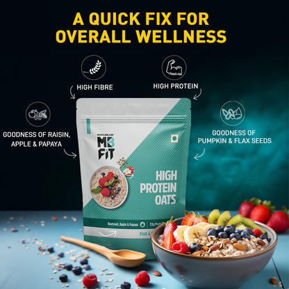 MuscleBlaze Fit High Protein Oats (Fruit & Super Seeds, 1kg) | 23g Protein | Breakfast Cereals for Weight Management