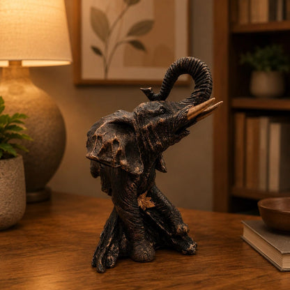 Majestic Elephant Figurine for Home & Office Décor | Handcrafted Modern Showpiece for Living Room, Study, Shelf & Table Styling (Bronze Finish)