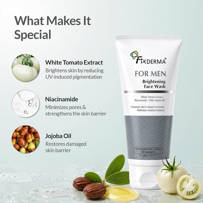 Fixderma Brightening Face Wash For Men |Niacinamide Cleanser-100 ml | Niacinamide, Jojoba Oil