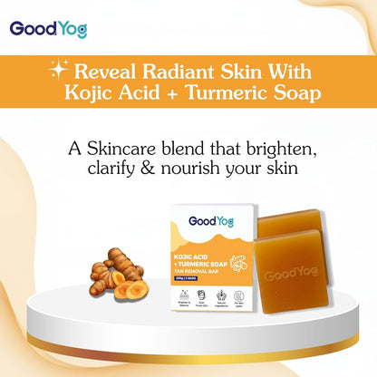 GoodYog 2% Kojic Acid Soap (100g, Pack of 2) with Turmeric for Pigmentation, Dark Spots & Tan Removal | For Dark Underarms, Knees & Elbows | For Men & Women - 200g