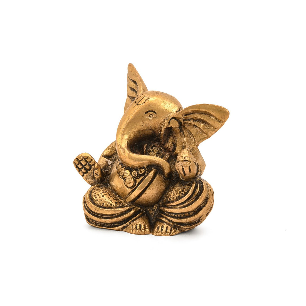 Ganesha Brass Statue Sitting Ganpati Figurine, Housewarming Gift Wedding Gift, Home Decoration Items, Housewarming Gift, Ganesh Idol for Gift, Gift for Ganpati Festival, (3x2 Inches)