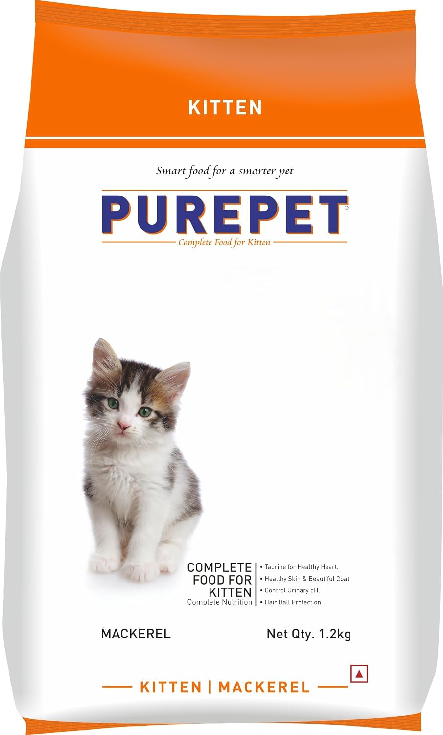 Purepet Kitten Dry Cat Food 1.2kg Pack | Mackerel Flavour | Active Behaviour | Hairball Control |Urinary Tract Health | Nutrient Rich | Minerals