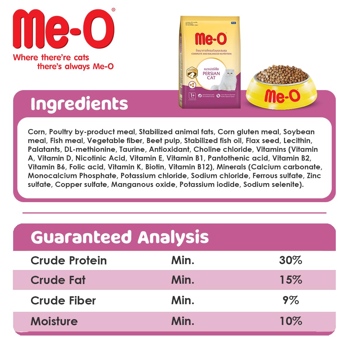 Me-O Adult Dry Cat Food Persian Cat 1.1 Kg