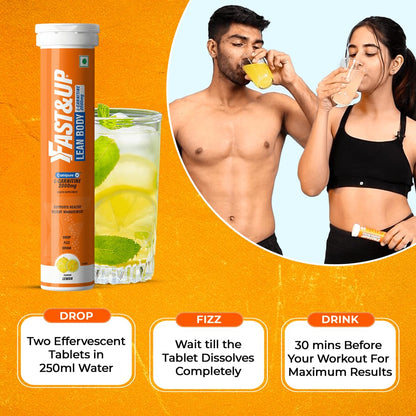 FAST&UP L-Carnitine 2000Mg Effervescent Tablets|Premium Carnipure® Carnitine Supplement|Helps Convert Fat Into Energy, Supports Weight Loss, Fat Burn & Lean Muscle|Orange Flavour, 20 Tabs (Pack of 1)