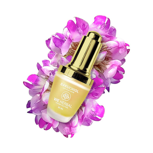 WE HERBAL Bakuchiol Anti-Ageing Serum 20ml, Natural Retinol Alternative with Rosehip & Almond Oil, Targets Acne-Causing Bacteria, Reduces Pimples, Fine Lines & Dark Spots, No Chemicals or Fragrance