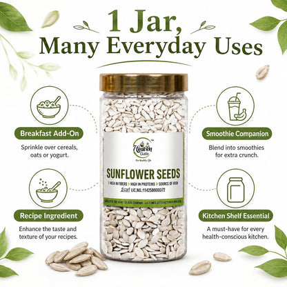 Heaven Gate Raw Sunflower Seeds | High in Vitamin E, Dietary Fibre & Protein | Raw Seeds for Eating | Healthy Snacks | Baking & Cooking | Diet Food | Edible