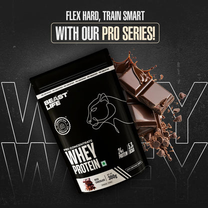 BeastLife Whey Protein Sachets 300 Gram | Rich Chocolate Flavour | 24g Protein, 5.3g BCAA, Ultrasorb Tech | High Absorption for Muscle Gain | Fast Recovery | Sports Nutrition | Travel-Friendly Nutrition | Easy to Carry & Use Anywhere