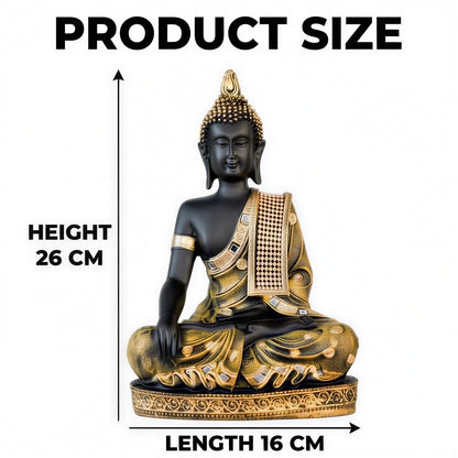 Buddha Idol Statue | Home Decoration Items for Living Room (Brown Black)