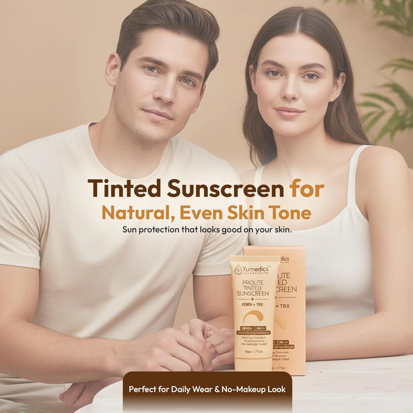 Yumedics Prolite Tinted Sunscreen SPF50+++ | 50 Gm | Sunscreen SPF 50 for Oily Skin & Dry skin | High-level UVA & UVB Protection for Daily Sun Defense