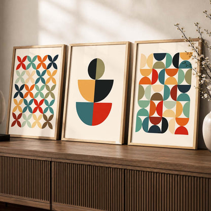 Boho Art Home Decoration Paintings With Frame For Living Room Bed Room Hotel Wall Decor Digital Reprint Set of 3 (13X17 inch)