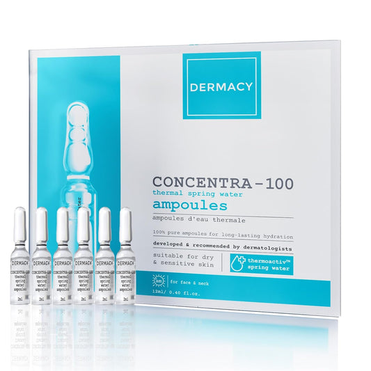 Dermacy Concentra -100 Thermal Spring Water Ampoule | 100% Pure Thermoactiv Spring Water | Long Lasting Hydration | 6 Ampoules In One Kit | For Women & Men | All Skin Types