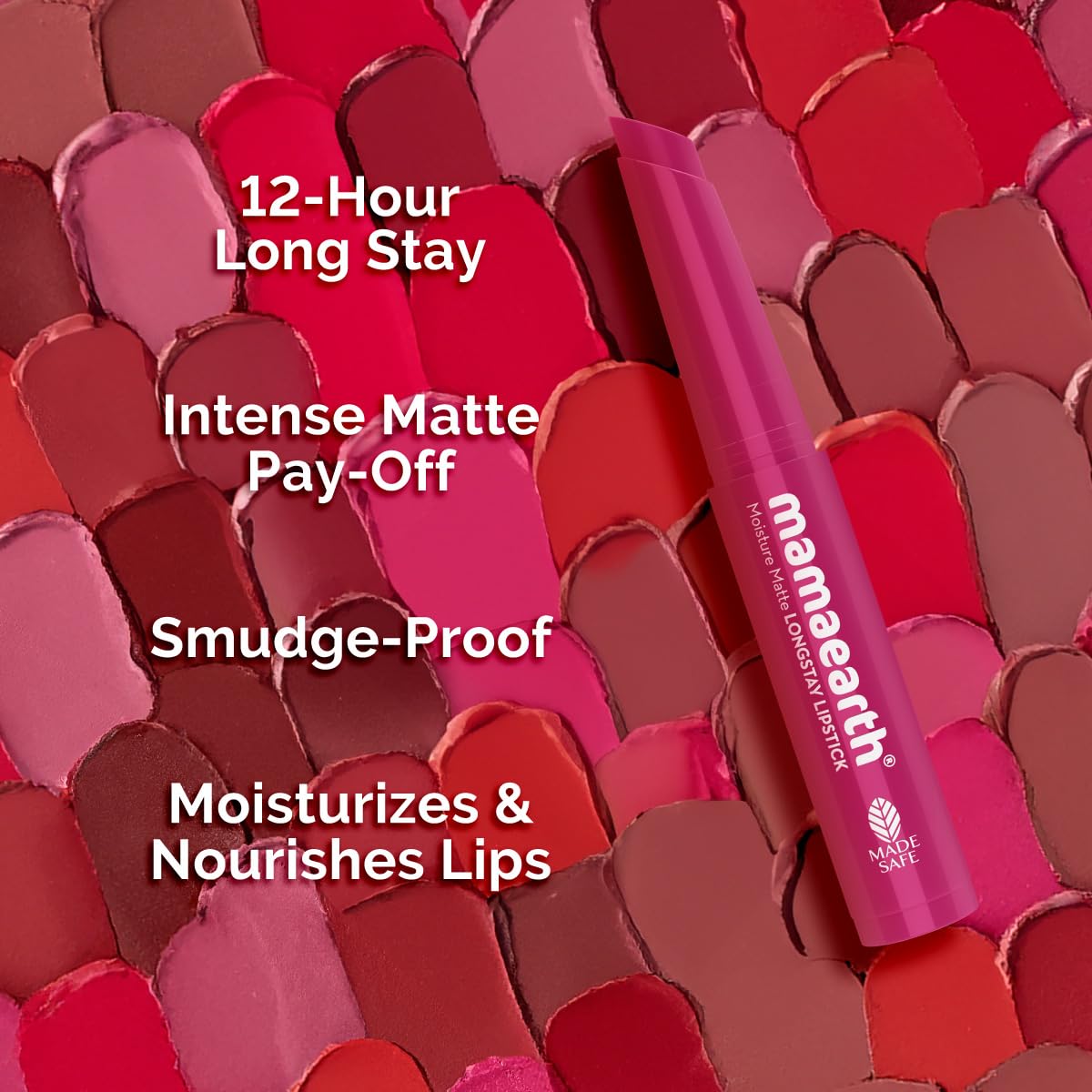 Mamaearth Moisture Matte Longstay Mini Lipstick with Avocado Oil & Vitamin E for 12 Hour Long Stay- 12 Berrylicious Magenta- 0.7 g