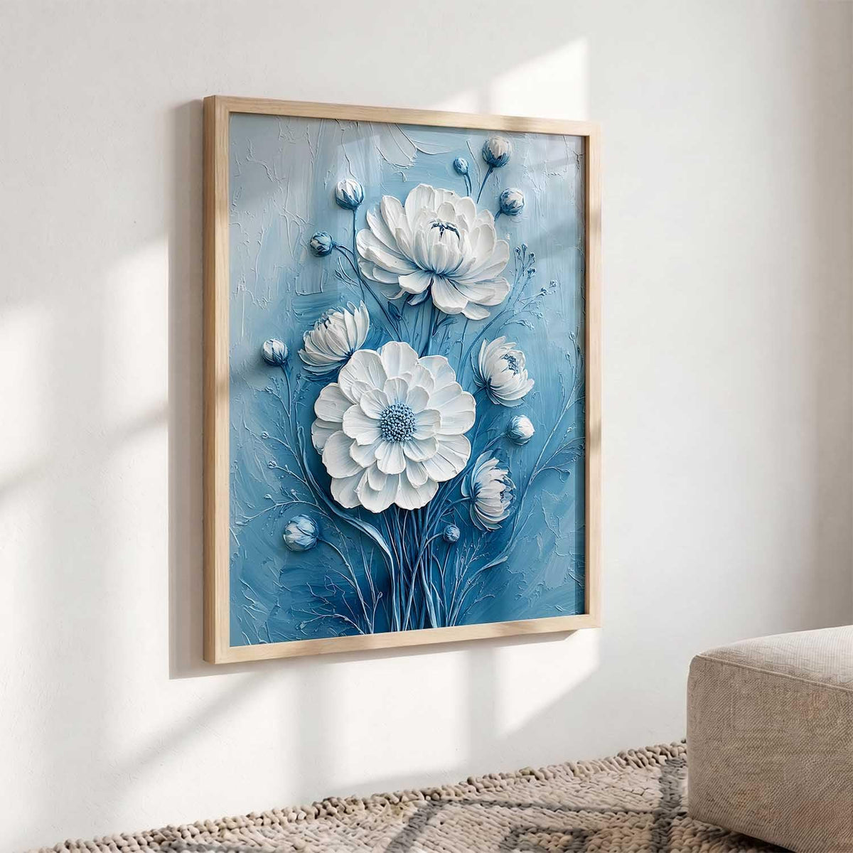 Aesthetic Flower Art Painting with Frame | Floral Wall Painting With Frame | Textured Digital Reprint For Home Decor Living Room Bedroom Wall Decor Set of 1 Size (13X17 INCH)
