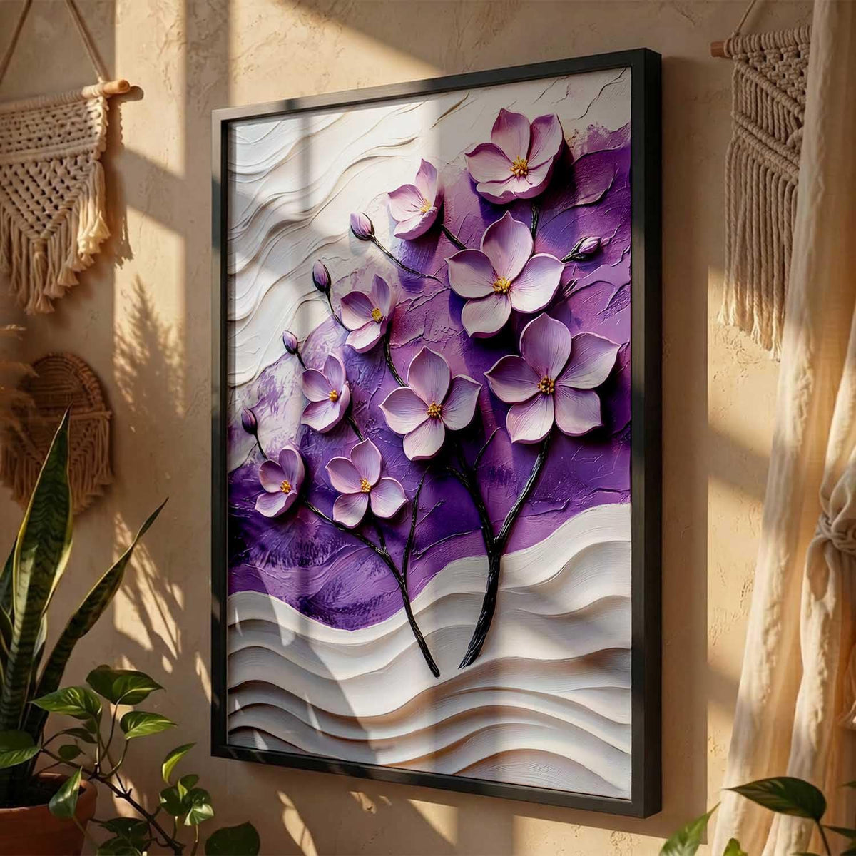 blue flower Wall Painting Home Decoration With Frame For Living Room Bed Room Hotel Wall Decor Digital Reprint (13X17 INCH)