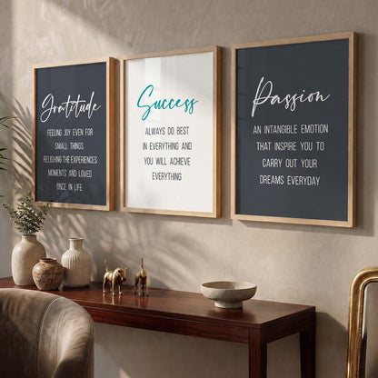 wall framed posters motivational quotes decoration items posters with frame office Decor posters for Study room Wall Decor Digital Reprint Set of 3 (13X17 inch)