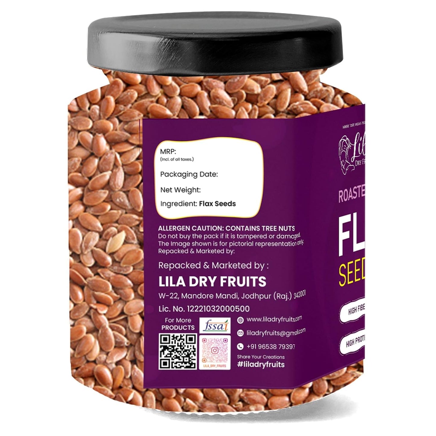 LILA DRY FRUITS Roasted Flax Seeds | Crunchy Healthy Seed for Daily Use Premium Roasted Alsi Seeds for Salads Smoothies Baking & Snacking Perfect for Gifting