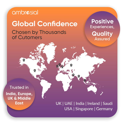 World map with global confidence branding and locations listed on a gradient background
