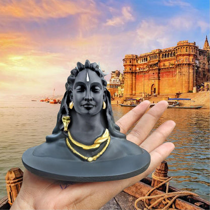 JD FRESH 3 Inch Adiyogi Statue with Rudraksh Mala/Resin Car Dashboard Idols/Lord Shiva for Pooja/Shivratri Gift/Decor/Shiv Murti/Mahadev Statues/Decorative Items for Home/Office (Black)
