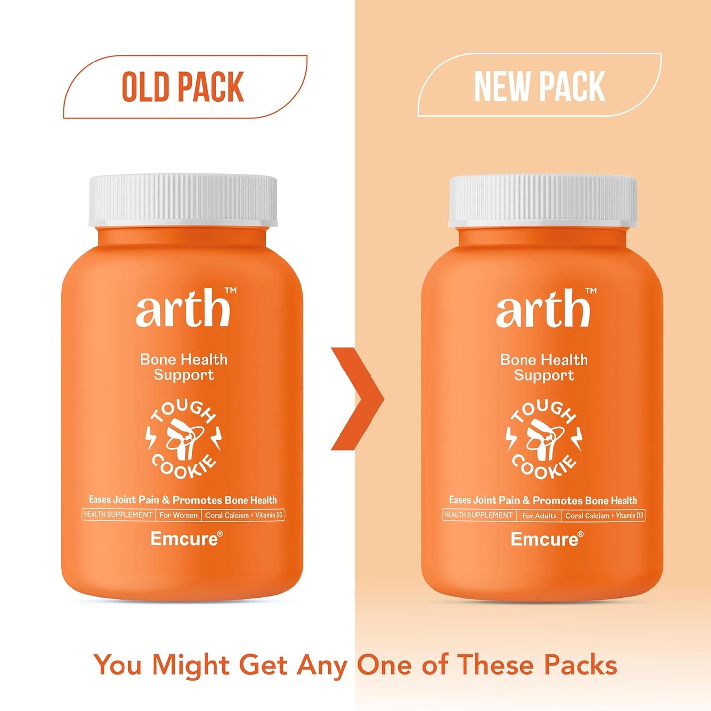 Arth Calcium and Vitamin D3 Tablets for Men & Women - 60 Veg Tablets | Supports Bone, Joint & Muscle Function | 1000mg Coral Calcium with 60% Higher Absorption & 600 IU Vitamin D3