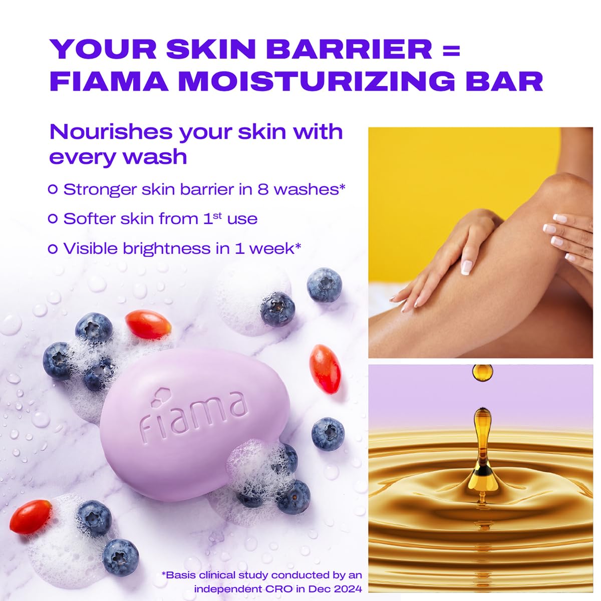 Fiama Skin Barrier Strengthening Moisturizing Soap Bar 125gx5, Japanese Hokkaido Milk Celebration Pack of 5, Non-Sticky Soft Skin | 1/3rd Moisturizers | Blueberry, Goji Berry & Acai Berry Combo pack