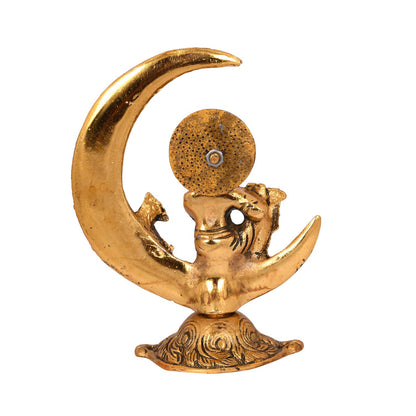 Collectible India Baby Krishna Idol Murti Statue for Home Puja Decor - Gold Plated Krishna Idols on Moon Showpiece Decorative Gifts Set (Set of 1)