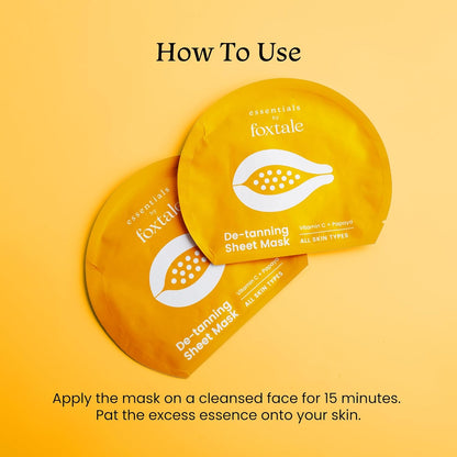 Foxtale Tan Removal Sheet Mask with Vitamin C and Papaya for Tan Removal, Men & Women, 26g