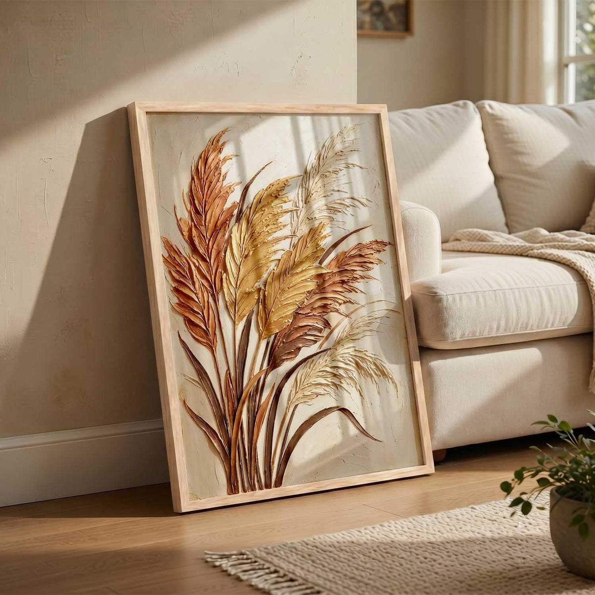 Abstract Floral Art WALL Framed Painting | Big Aesthetic Flowers leaves WALL Framed Paintings for Living Room Bedroom Wall Decor (13x17 inch)