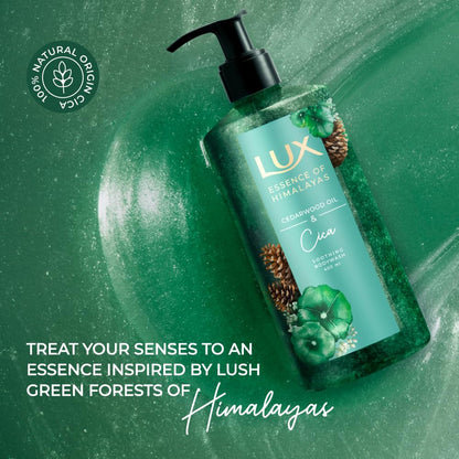 Lux bottle with pump on a green background
