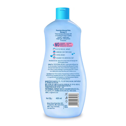 Parachute Advansed Baby Massage Oil for New Born| 100% Virgin Coconut Oil | Clinically Proven for Better Growth| Vitamin E & F| 400 Ml