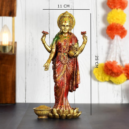 Lakshmi Devi Idol Statue for Home Puja Goddess Laxmi Idols Showpiece for Temple Pooja Room Diwali Decoration Items Gifts for Family Friends Corporate Gifts (Standing Laxmi Idol)