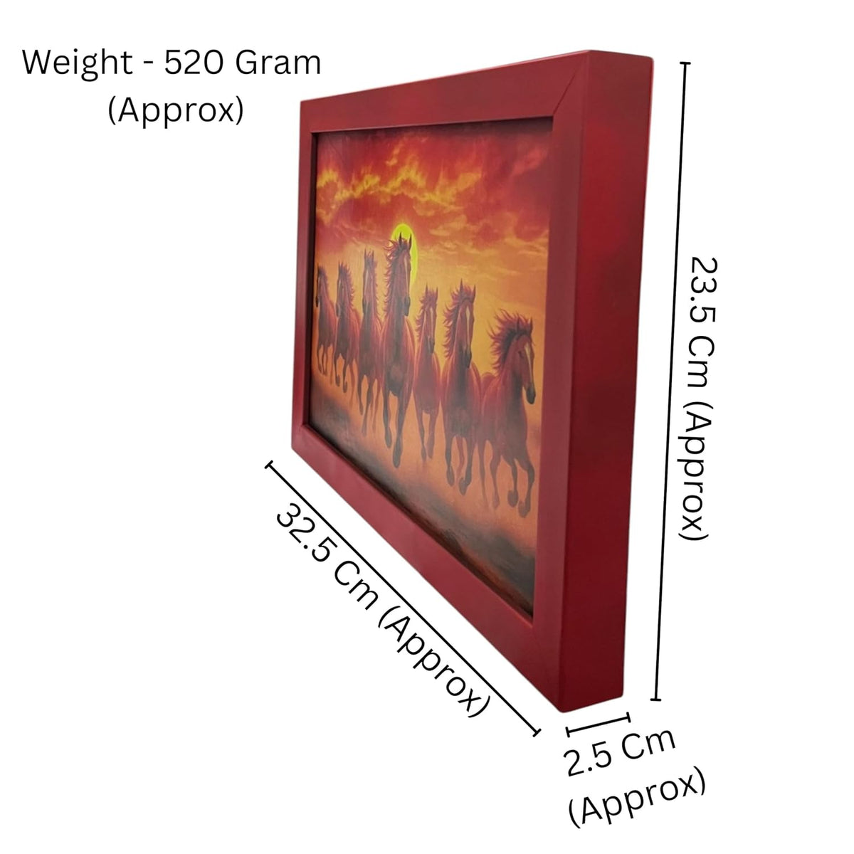 Seven Red Horse Painting With Frame | Natural Paintings for Living Room | Size 33 x 23 cm | Wall Scenery for Bedroom, Office, Home Decor | Pack Of 1