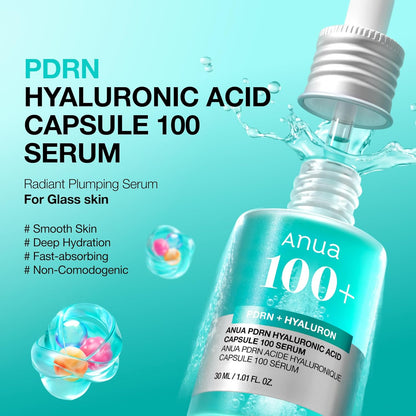 Anua Pdrn Hyaluronic Acid Capsule 100 Serum with Collagen For Plump, Dewy, Radiant Glass Skin